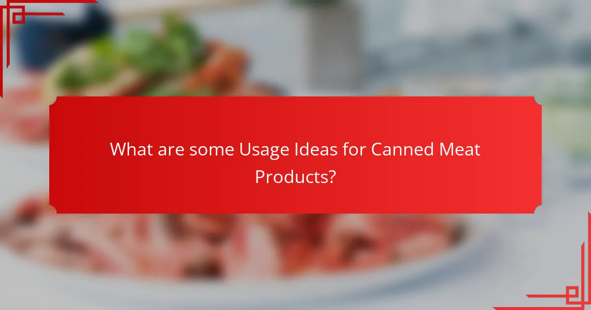 What are some Usage Ideas for Canned Meat Products?