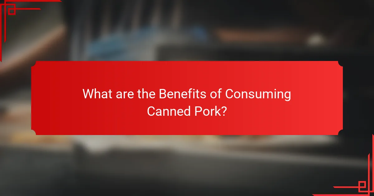 What are the Benefits of Consuming Canned Pork?