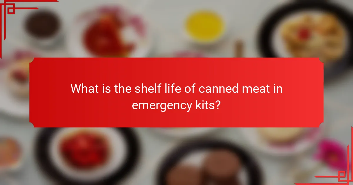 What is the shelf life of canned meat in emergency kits?
