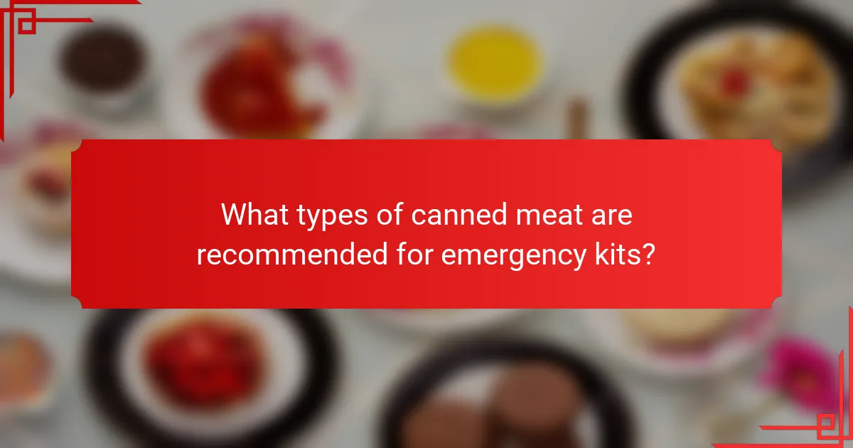 What types of canned meat are recommended for emergency kits?